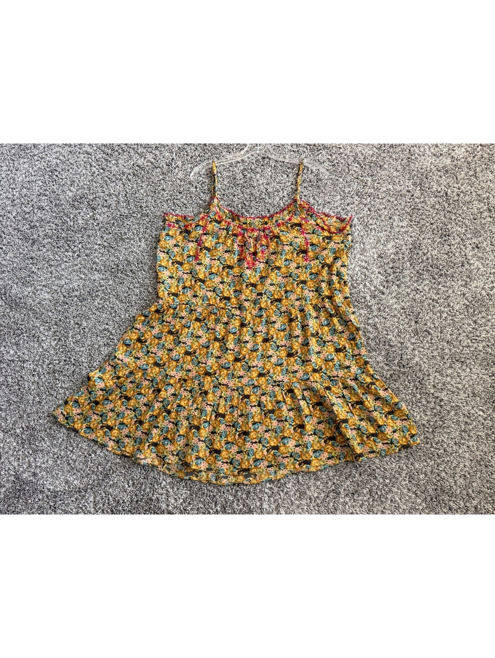 Natural Life Sleeveless Embroidered V-Neck Floral Tiered Mini Dress Size L/XL